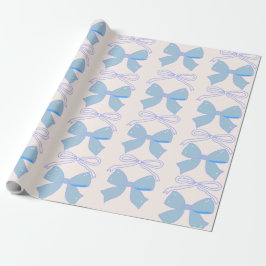 Blue Bow Gift Wrap Baby shower Gift Wrap Cadeaupapier