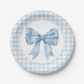 Blue Bow Gingham papier Bord (Voorkant)
