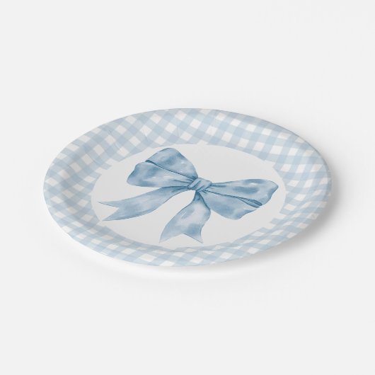 Blue Bow Gingham papier Bord (Gekanteld)