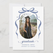 Blue Bow Graduation Open House Party Invitation (Devant)
