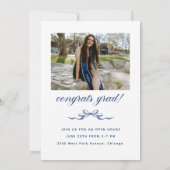 Blue Bow Graduation Open House Party Invitation (Dos)