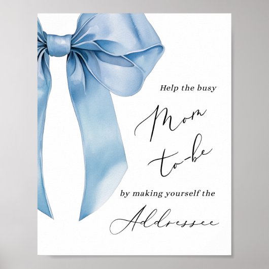 Blue Bow Help de drukke moeder adres een envelop Poster (Voorkant)
