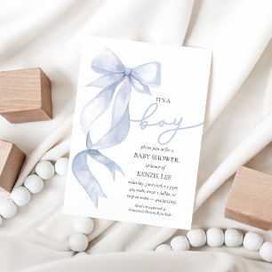 Blue Bow Het is een Boy Baby shower Kaart