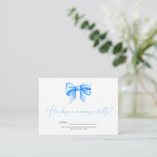 Blue Bow Hoe groot is mama's buik spel Informatiekaartje (Staand voorkant)