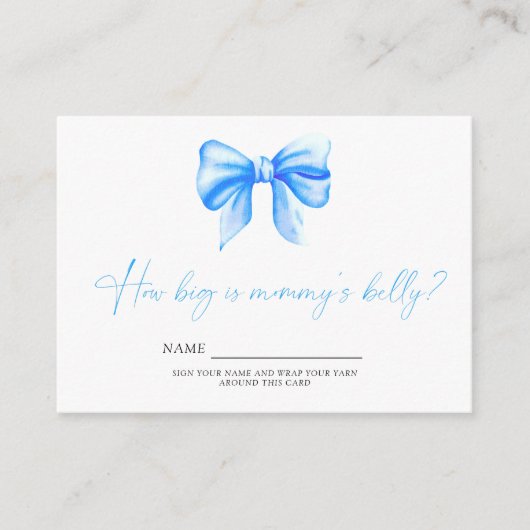 Blue Bow Hoe groot is mama's buik spel Informatiekaartje (Voorkant)