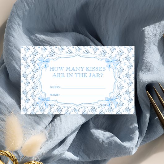 Blue Bow Hoeveel Kussen Bruidsspel Informatiekaartje