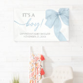 Blue Bow is een Baby shower Spandoek (Insitu)