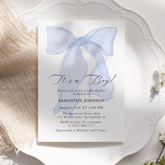 Blue Bow is een Baby shower voor jongens Kaart