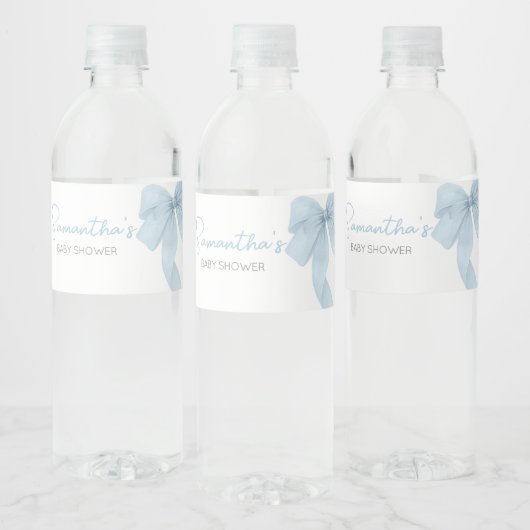 Blue Bow is een Baby shower Waterfles Etiket (Flessen)