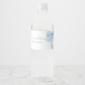 Blue Bow is een Baby shower Waterfles Etiket (Voorkant)