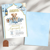 Blue Bow islamique Aqeeqah ours bébé Faire-part