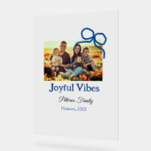 Blue bow joyful Vibes ajouter nom de famille photo (Angle)