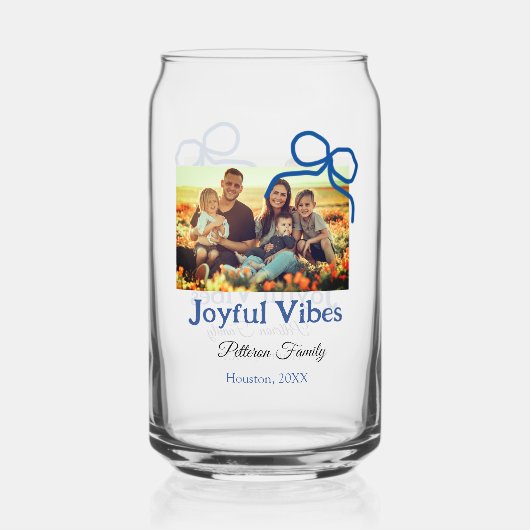 Blue bow joyful Vibes ajouter nom de famille photo (Recto)