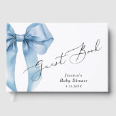 Blue Bow Kalligrafie Baby Bow douche Gastenboek (Voorkant)