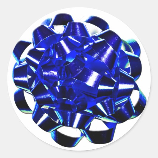 Blue Bow kerstverpakkingstiker Ronde Sticker (Voorkant)