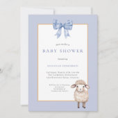 Blue Bow Lamb Baby shower Kaart (Voorkant)