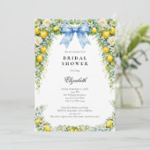 Blue Bow Lemons Florals Bridal Shower Kaart (Staand voorkant)