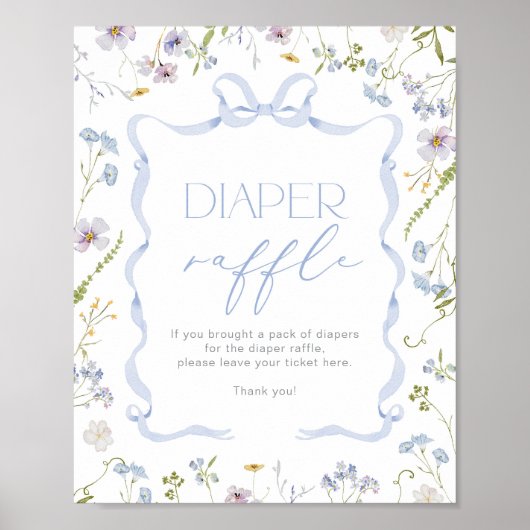 Blue Bow lint Wildflower Luier Raffle Poster (Voorkant)
