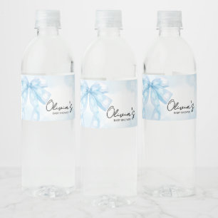Blue Bow Little Boo Baby shower Waterfles Etiket