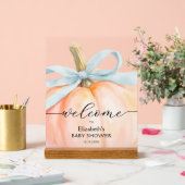 Blue Bow Little Citrouille Baby shower Bienvenue (Mariage)