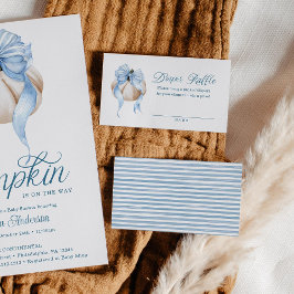 Blue Bow Little Pumpkin Baby shower Luier Raffle Informatiekaartje