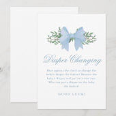 Blue Bow Luier Veranderen Baby shower Game Kaart (Voorkant / Achterkant)