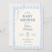Blue Bow Minimalist Baby Shower Invitation (Devant)