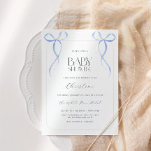 Blue Bow Minimalistisch Jongen Baby shower