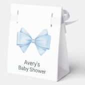 Blue Bow Modern Boy Baby shower Bedankdoosjes (Achterkant)