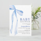 Blue Bow Modern Boy Baby shower Kaart (Staand voorkant)
