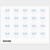 Blue Bow Modern Boy Baby shower Ronde Sticker (Vel)