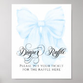 Blue Bow Modern Elegant Baby shower Luier Raffle Poster (Voorkant)