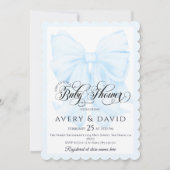 Blue Bow Moderne Elegante Baby Boy Douche Kaart (Voorkant)