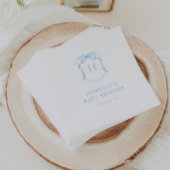Blue Bow Monogram Crest Baby shower Servet
