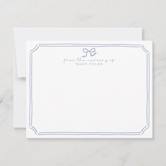 Blue Bow Nursery Note Card Kaart (Voorkant)