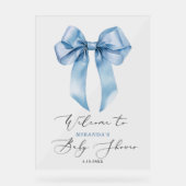 Blue Bow oh Boy Baby shower Welkom Acryl Bord (Voorkant)