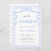 Blue Bow Onederful Boy 1e verjaardag Kaart (Voorkant / Achterkant)