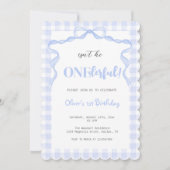 Blue Bow Onederful Boy 1e verjaardag Kaart (Voorkant)