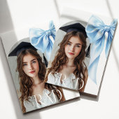 Blue Bow Photo Graduation Invitation