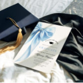 Blue Bow Photo Graduation Invitation