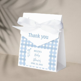 Blue bow plaid eenvoudige jongens baby shower bedankdoosjes