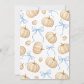 Blue bow pompoen baby shower minimalistisch kaart (Achterkant)