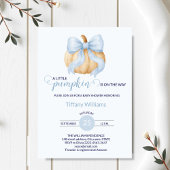 Blue bow pompoen baby shower minimalistisch kaart