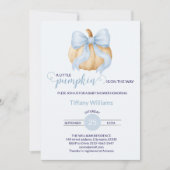 Blue bow pompoen baby shower minimalistisch kaart (Voorkant)