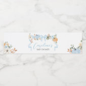 Blue Bow Pumpkin-Baby shower Waterfles Etiket (Enkel label)