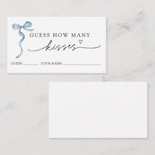 Blue Bow Raad eens hoeveel kussen spel Kaart (Voorkant / Achterkant)