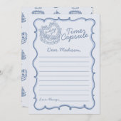 Blue Bow Retro Coquette Cake Time Capsule Kaart (Voorkant / Achterkant)