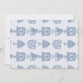 Blue Bow Retro Heart Coquette Cake Bruids Brunch Kaart (Achterkant)