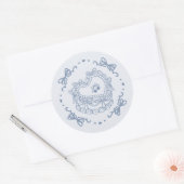 Blue Bow Retro Heart Coquette Cake Envelope Ronde Sticker (Envelop)