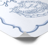 Blue Bow Retro Heart Coquette Cake Kaarten en gesc Poster (Hoek)